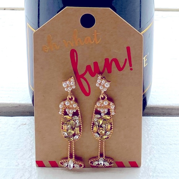 $5 - Champagne Glass Earrings🥂🍾 - Picture 2 of 3